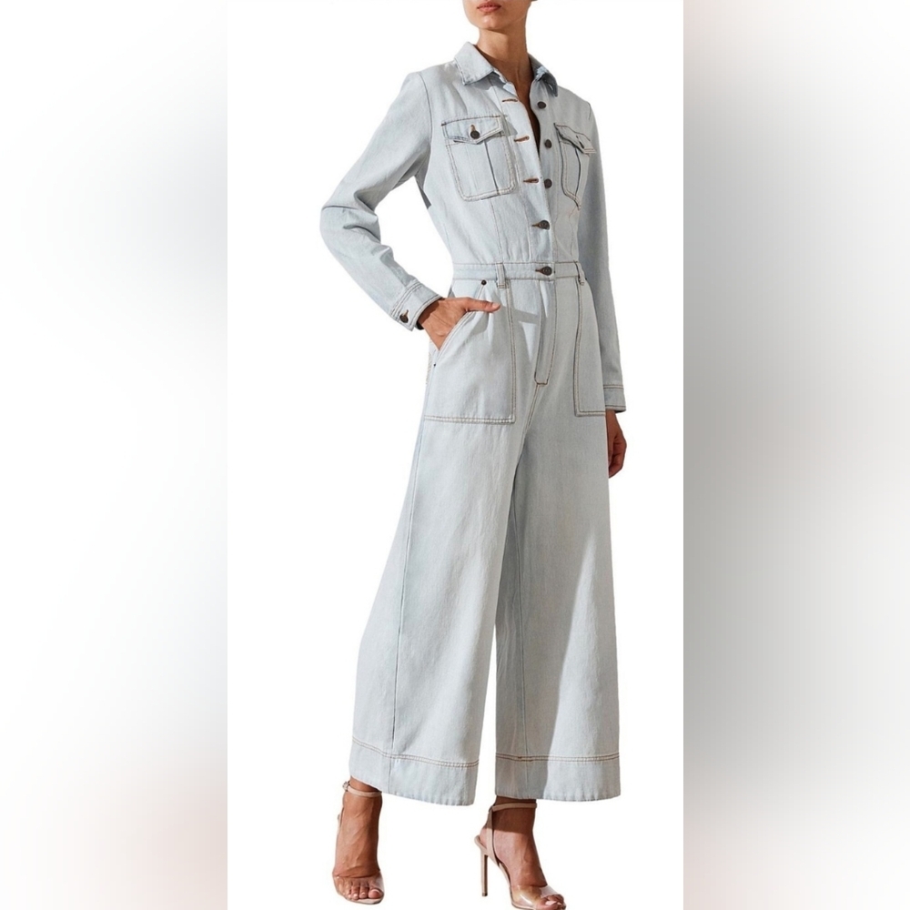 Shona Joy Sky Blue Denim Pantsuit